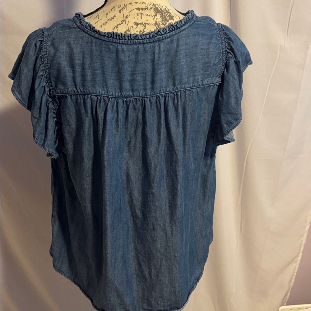 LC Lauren Conrad Denim Blue Blouse - Picture 6 of 6